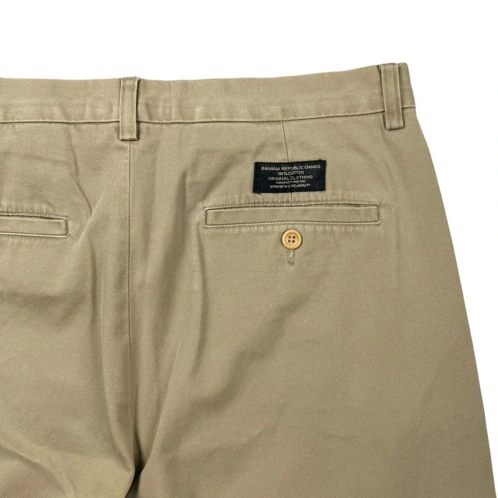 Banana Republic Gavin Chinos Khaki Tan Straight Leg Cotton Pants Mens 35x34